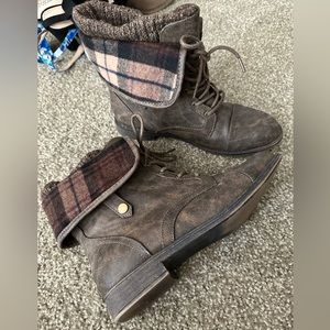 Brown lace up booties